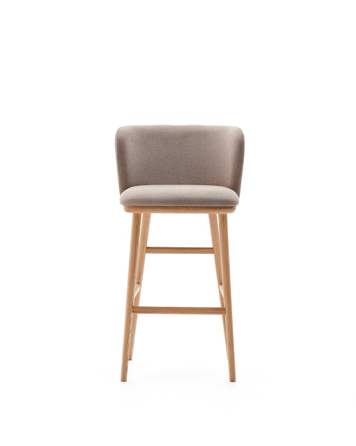 Hocker Ciselia braune Chenille und massive Esche mit natürlichem Finish FSC Mix Credit 75 cm - ZEN ZONE Furniture