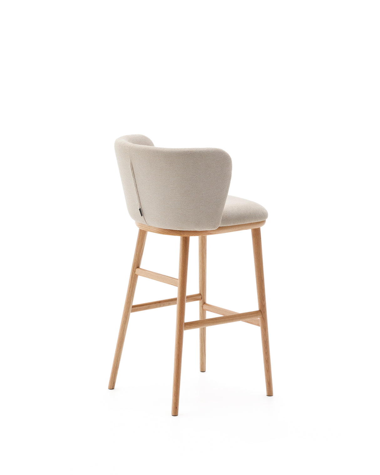 Hocker Ciselia beige Chenille und massive Esche mit natürlichem Finish FSC Mix Credit 75 cm - ZEN ZONE Furniture