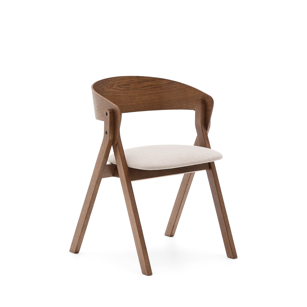 Stuhl Godia aus Eschefurnier und massivem Kautschukholz mit Wengé-Finish und beigefarbener Chenille - ZEN ZONE Furniture