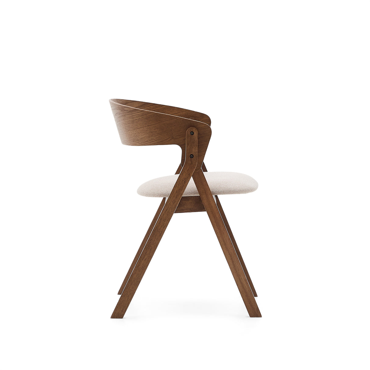 Stuhl Godia aus Eschefurnier und massivem Kautschukholz mit Wengé-Finish und beigefarbener Chenille - ZEN ZONE Furniture