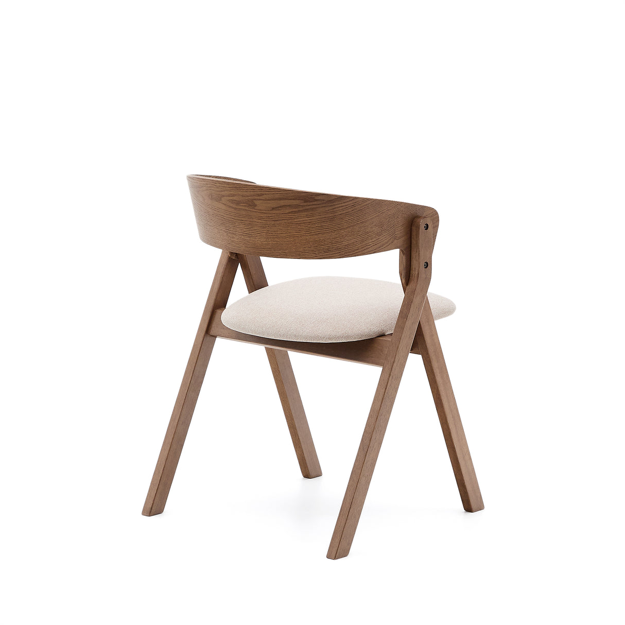 Stuhl Godia aus Eschefurnier und massivem Kautschukholz mit Wengé-Finish und beigefarbener Chenille - ZEN ZONE Furniture