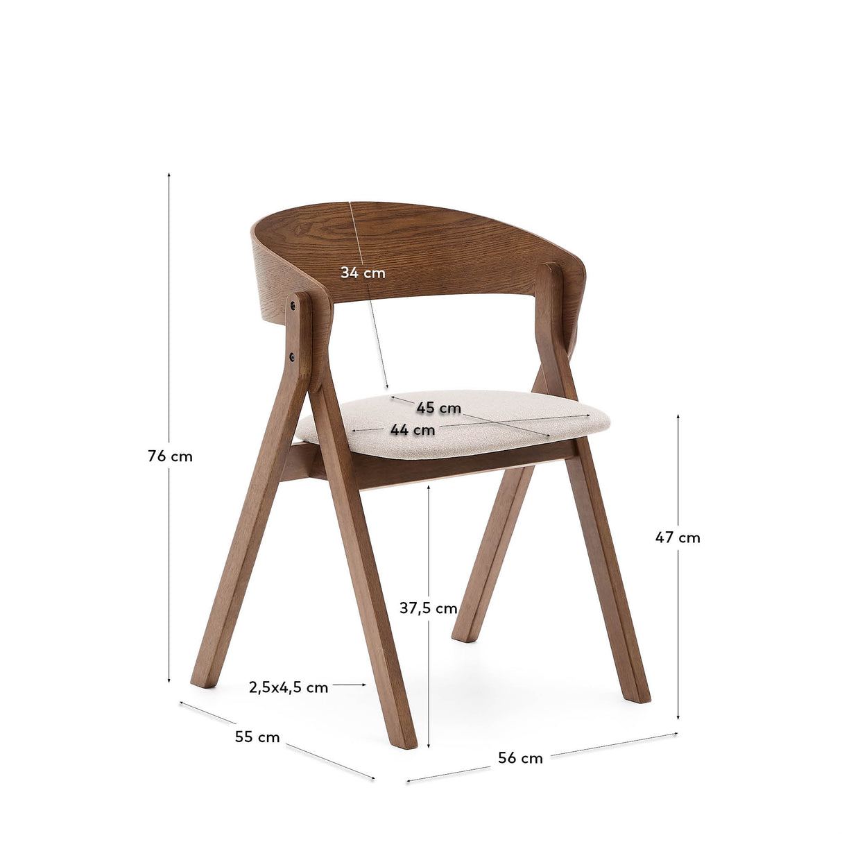 Stuhl Godia aus Eschefurnier und massivem Kautschukholz mit Wengé-Finish und beigefarbener Chenille - ZEN ZONE Furniture