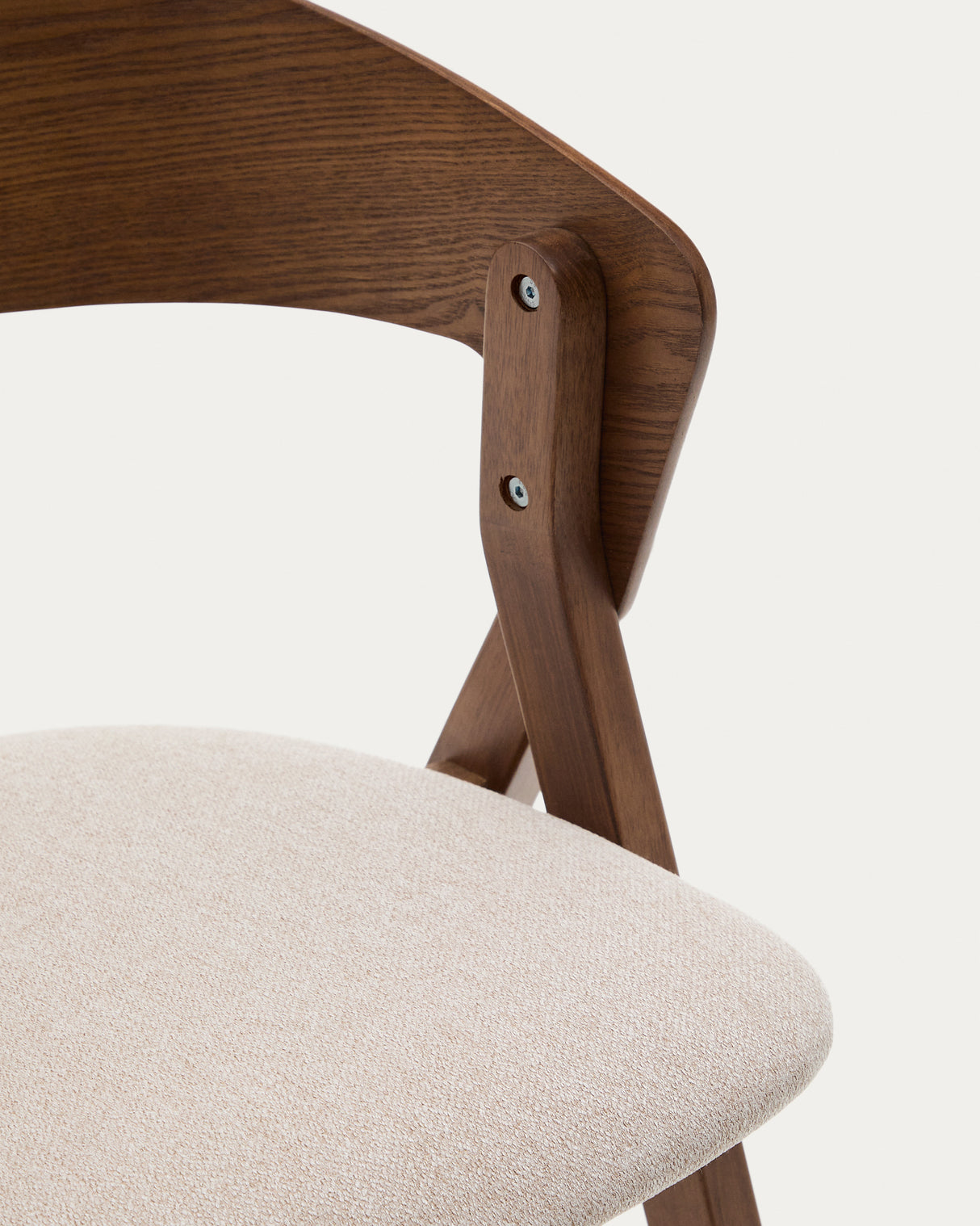 Stuhl Godia aus Eschefurnier und massivem Kautschukholz mit Wengé-Finish und beigefarbener Chenille - ZEN ZONE Furniture