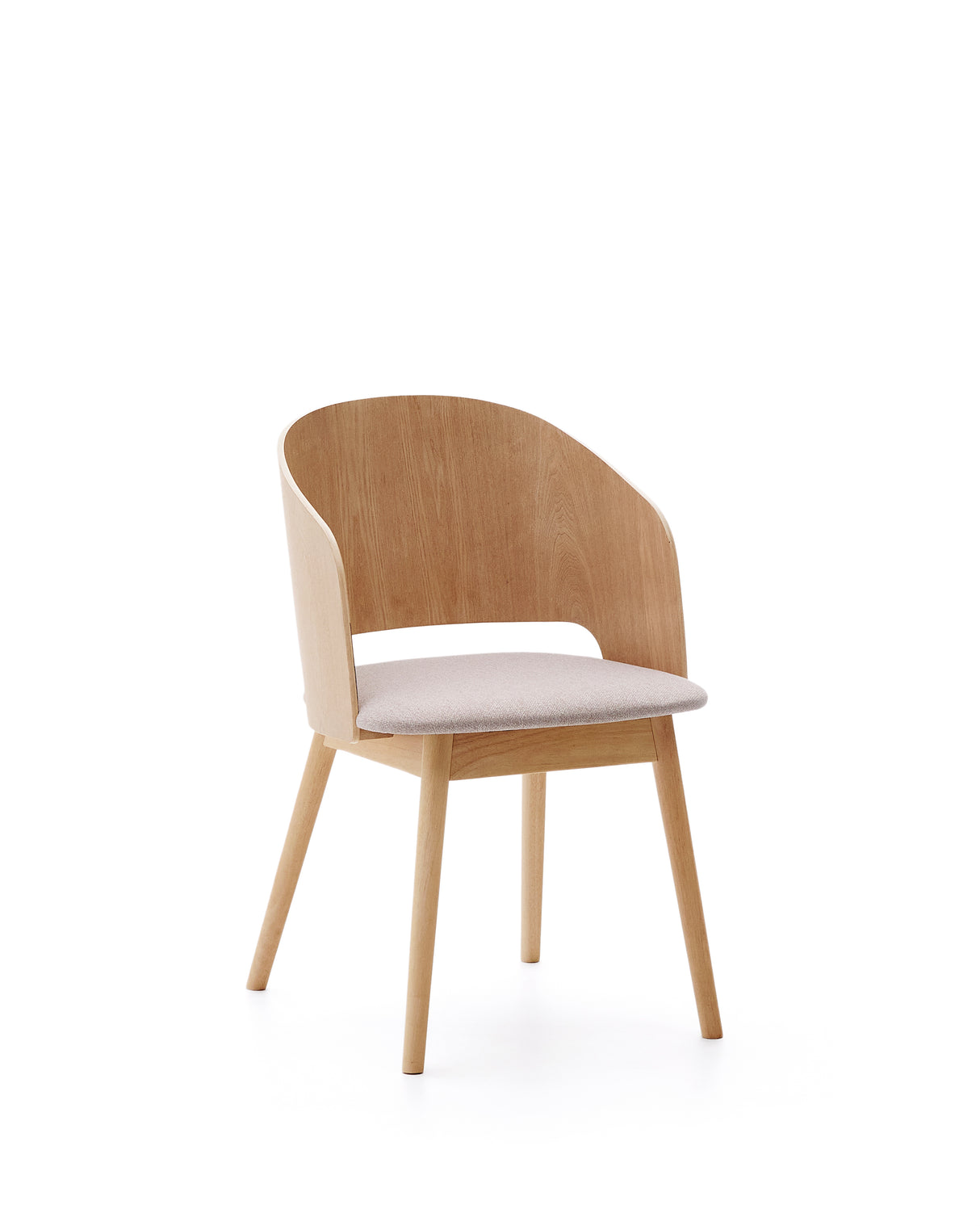 Stuhl Senoa aus Eschefurnier und massivem Kautschukholz mit naturfarbenem Finish und beigefarbener Chenille - ZEN ZONE Furniture