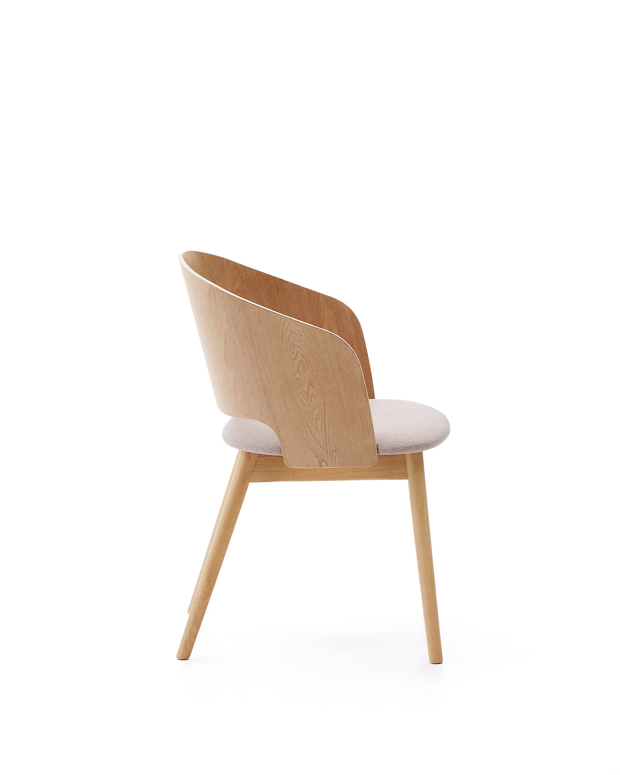 Stuhl Senoa aus Eschefurnier und massivem Kautschukholz mit naturfarbenem Finish und beigefarbener Chenille - ZEN ZONE Furniture