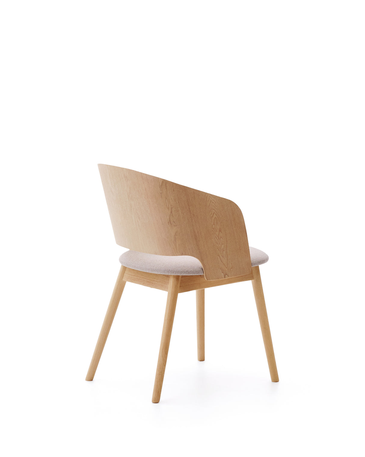 Stuhl Senoa aus Eschefurnier und massivem Kautschukholz mit naturfarbenem Finish und beigefarbener Chenille - ZEN ZONE Furniture