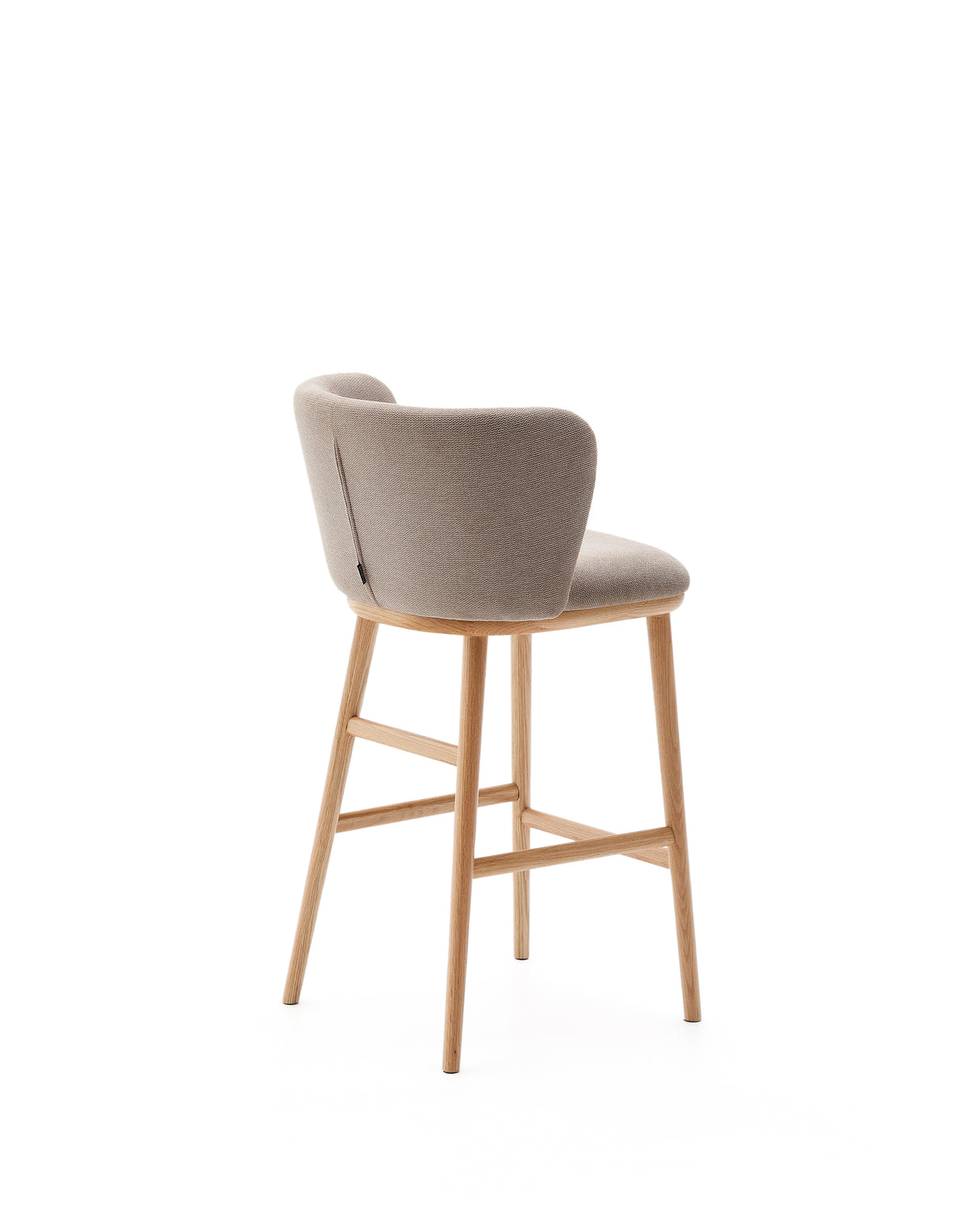 Hocker Ciselia braune Chenille und massive Esche mit natürlichem Finish FSC Mix Credit 65 cm - ZEN ZONE Furniture