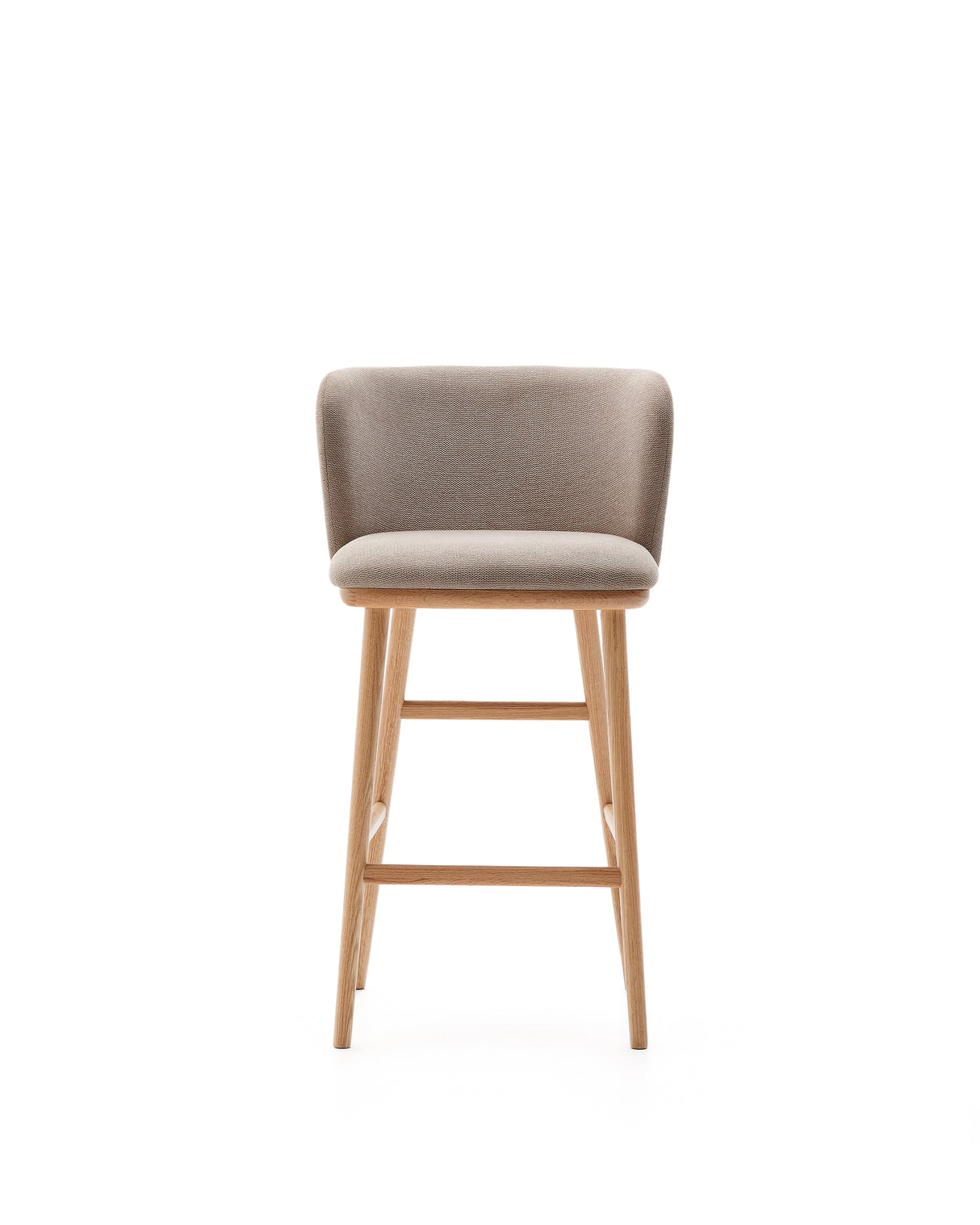 Hocker Ciselia braune Chenille und massive Esche mit natürlichem Finish FSC Mix Credit 65 cm - ZEN ZONE Furniture