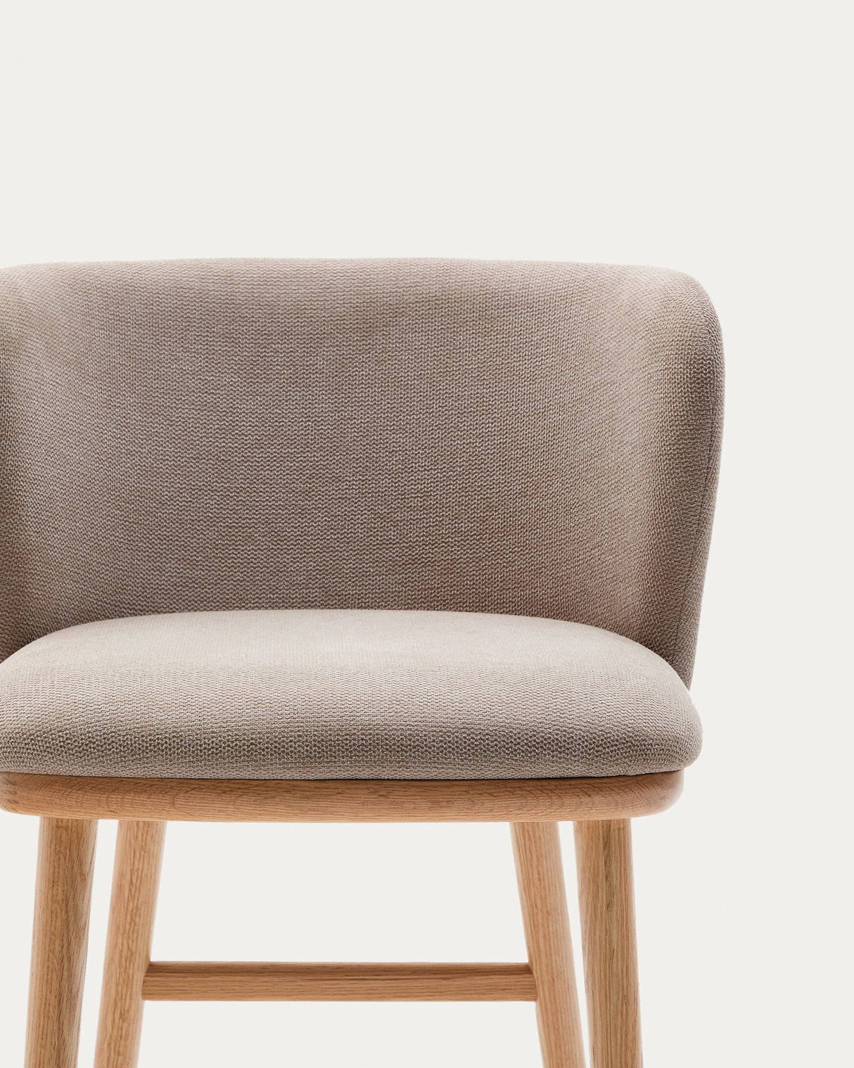 Hocker Ciselia braune Chenille und massive Esche mit natürlichem Finish FSC Mix Credit 65 cm - ZEN ZONE Furniture