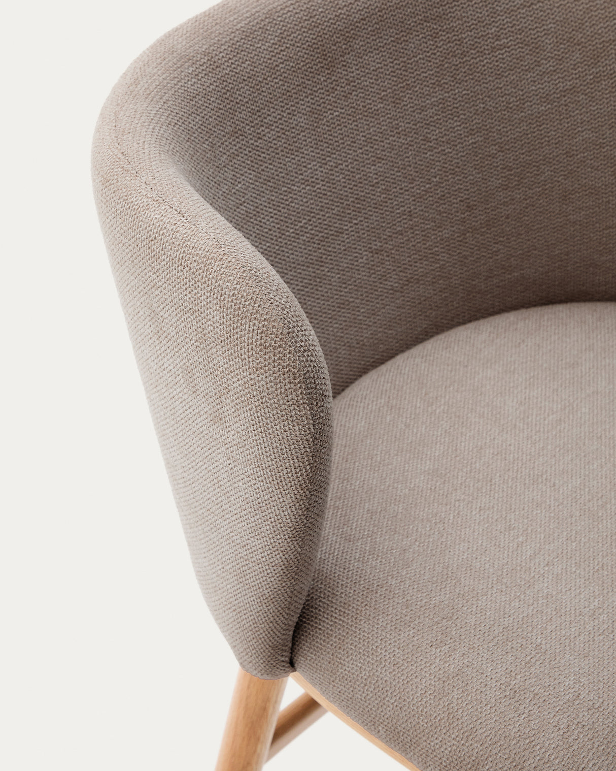 Hocker Ciselia braune Chenille und massive Esche mit natürlichem Finish FSC Mix Credit 65 cm - ZEN ZONE Furniture