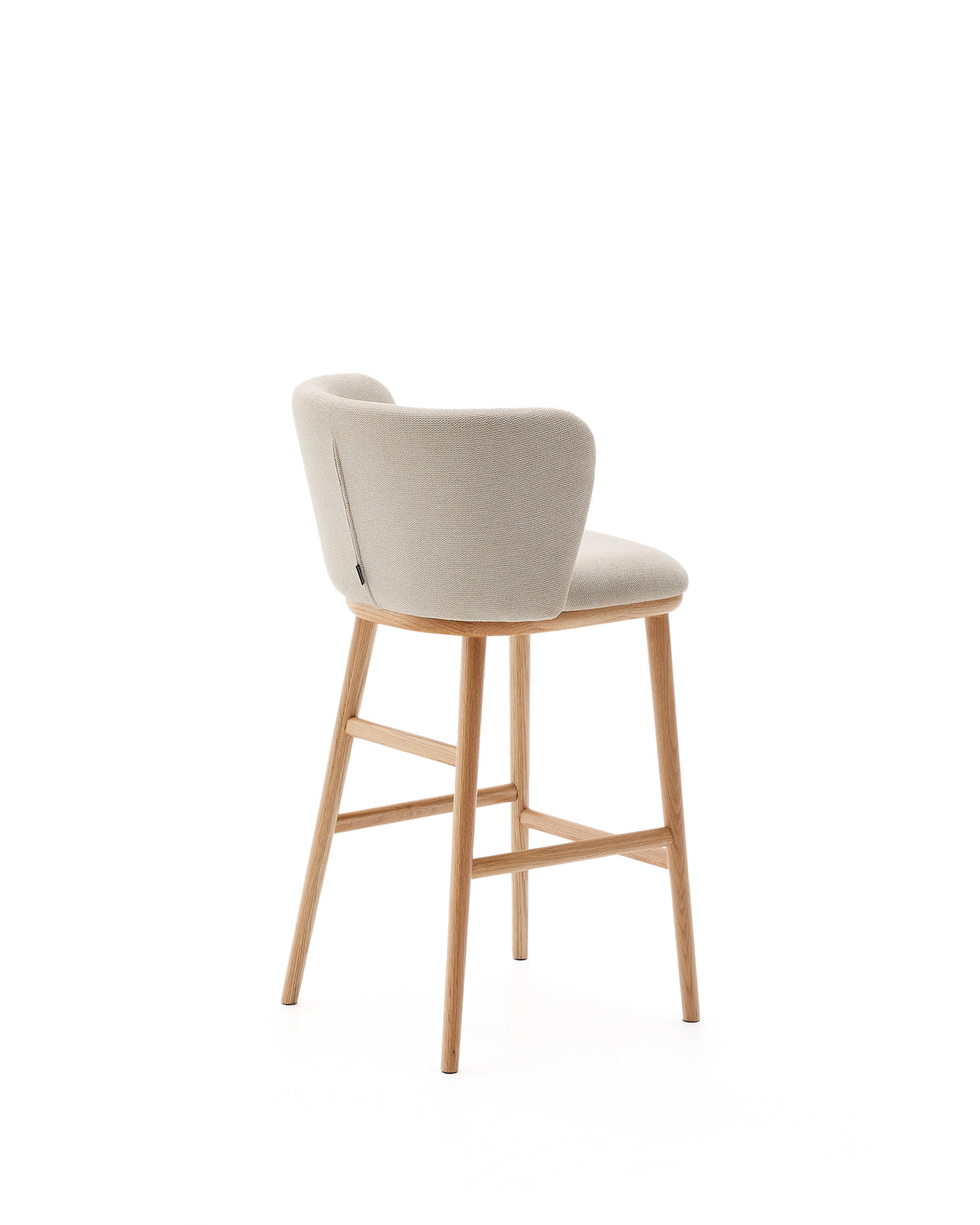 Hocker Ciselia beige Chenille und massive Esche mit natürlichem Finish FSC Mix Credit 65 cm - ZEN ZONE Furniture