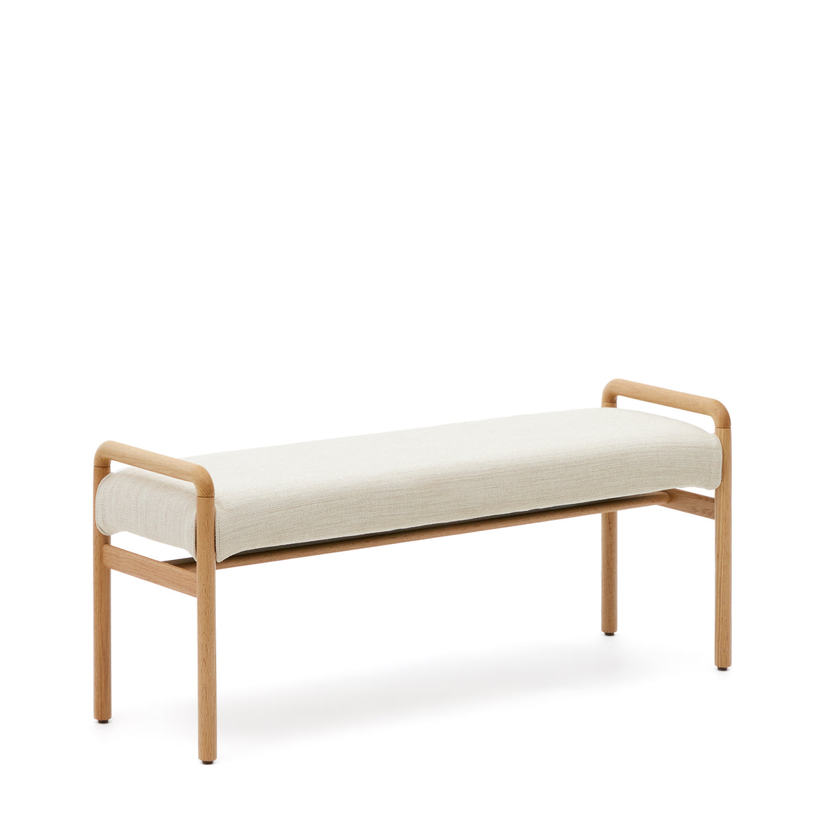 Macaret Polsterbank abnehmbarer Bezug massives Eichenholz Finish natur 120 cm FSC Mix Credit - ZEN ZONE Furniture