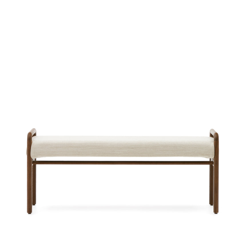 Macaret Polsterbank abnehmbarer Bezug massives Eichenholz Finish Nussbaum 120 cm FSC Mix Credit - ZEN ZONE Furniture