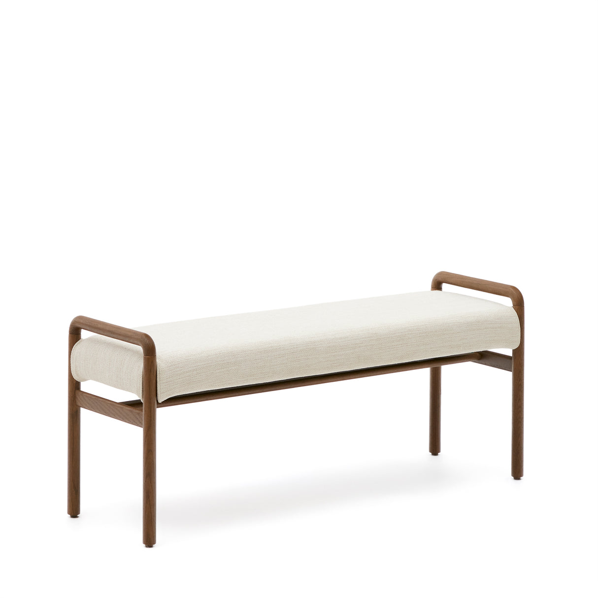 Macaret Polsterbank abnehmbarer Bezug massives Eichenholz Finish Nussbaum 120 cm FSC Mix Credit - ZEN ZONE Furniture