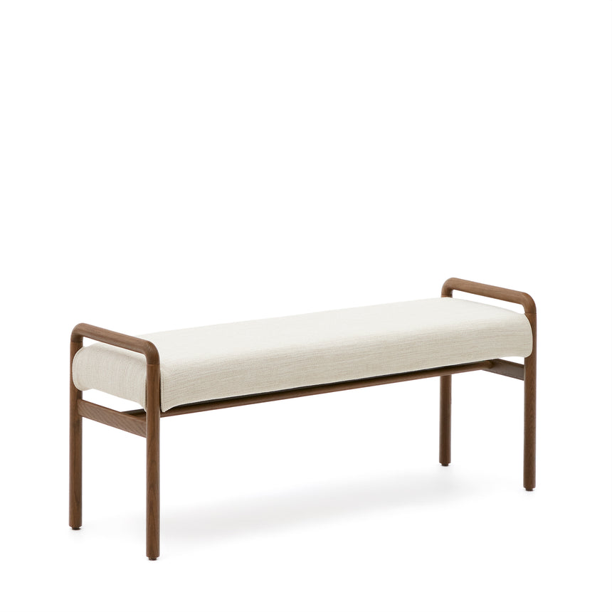 Macaret Polsterbank abnehmbarer Bezug massives Eichenholz Finish Nussbaum 120 cm FSC Mix Credit - ZEN ZONE Furniture