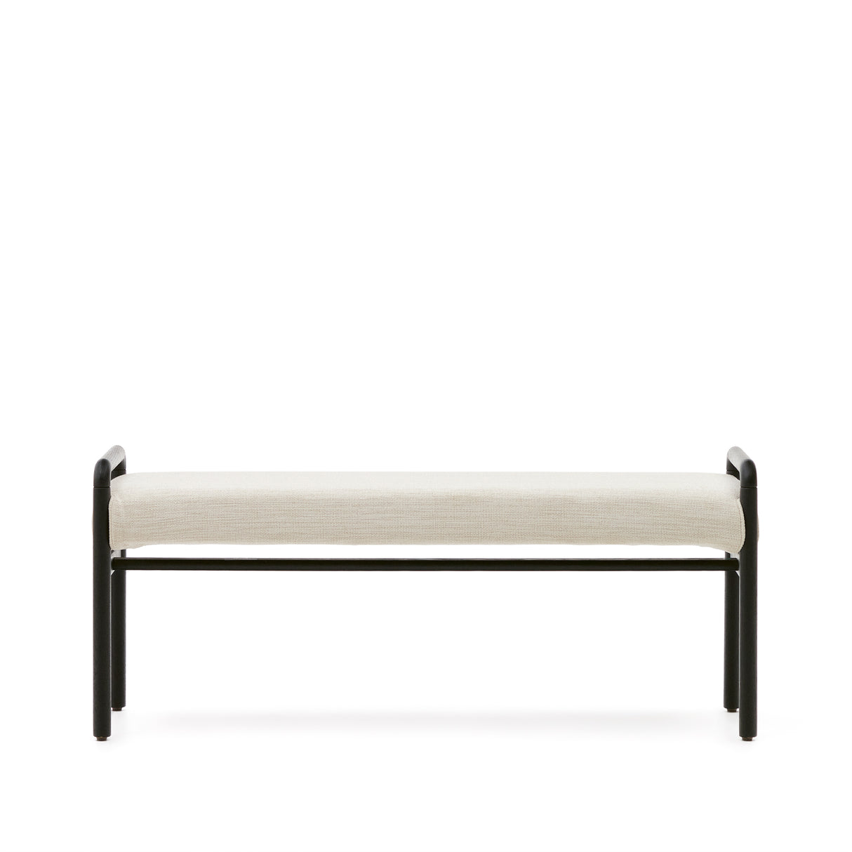 Macaret Polsterbank abnehmbarer Bezug massives Eichenholz in Schwarz 120 cm FSC Mix Credit - ZEN ZONE Furniture