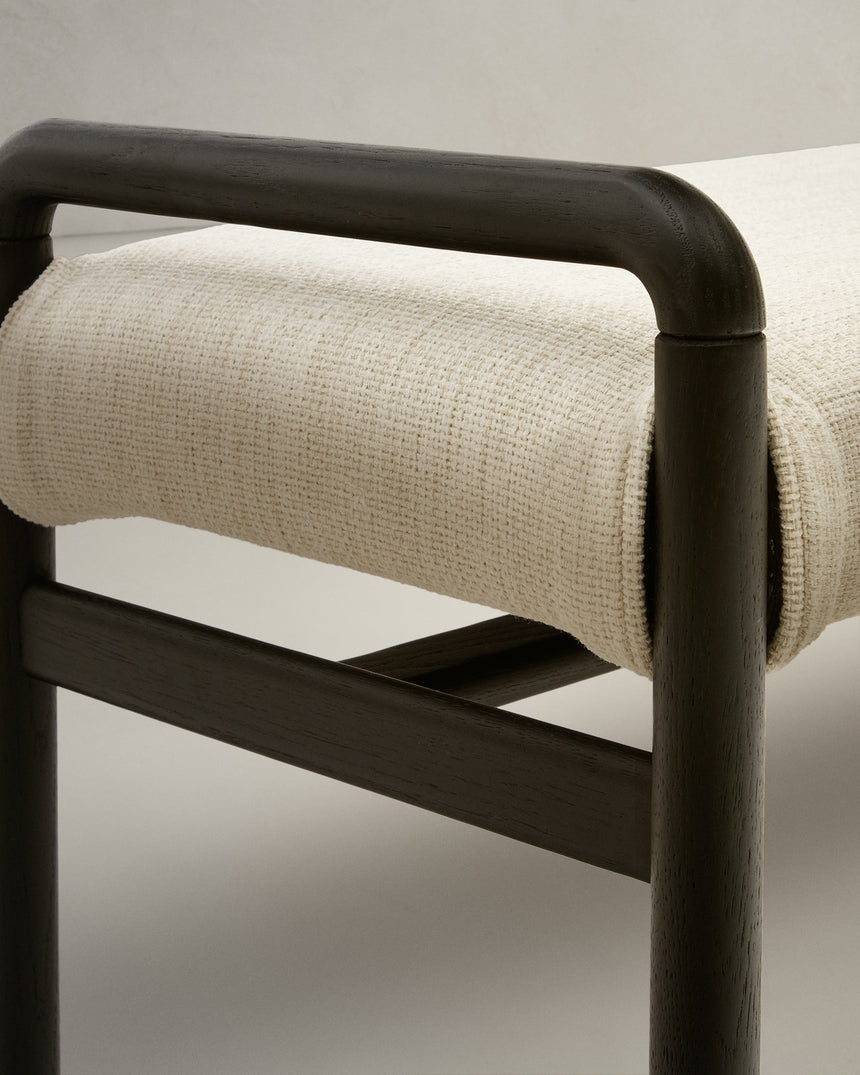 Macaret Polsterbank abnehmbarer Bezug massives Eichenholz in Schwarz 120 cm FSC Mix Credit - ZEN ZONE Furniture