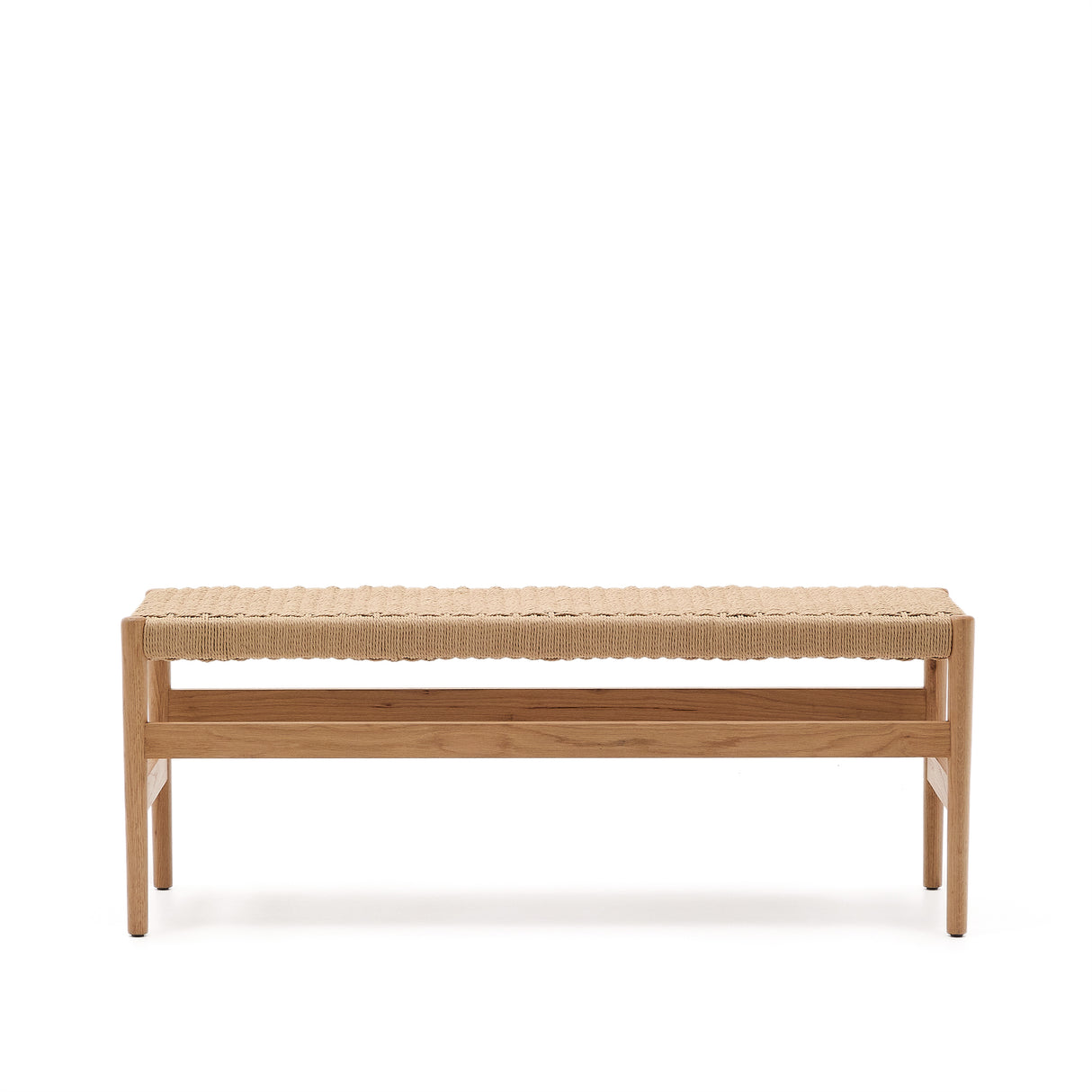 Zaide Bank aus massivem Eichenholz mit naturfarbenem Finish und Seilsitzfläche FSC 100% 120 cm - ZEN ZONE Furniture