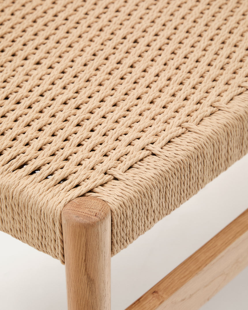 Zaide Bank aus massivem Eichenholz mit naturfarbenem Finish und Seilsitzfläche FSC 100% 120 cm - ZEN ZONE Furniture