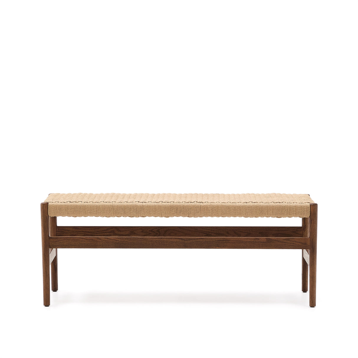 Zaide Bank aus massivem Eichenholz mit Nussbaum-Finish und Seilsitzfläche FSC 100% 120 cm - ZEN ZONE Furniture