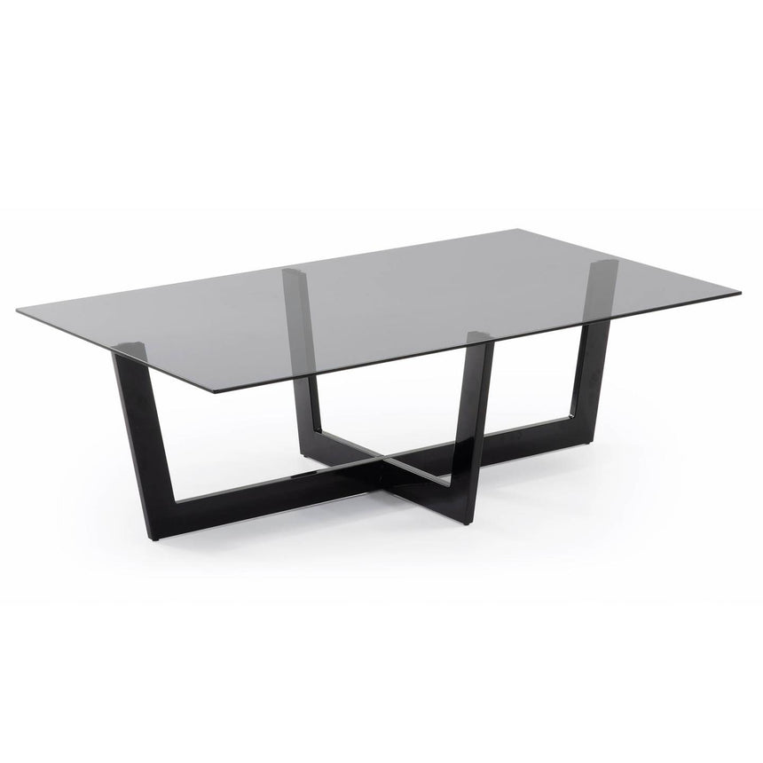 Plam Couchtisch Glas schwarz und Stahlstruktur mit schwarzem Finish 120 x 70 cm - ZEN ZONE Furniture