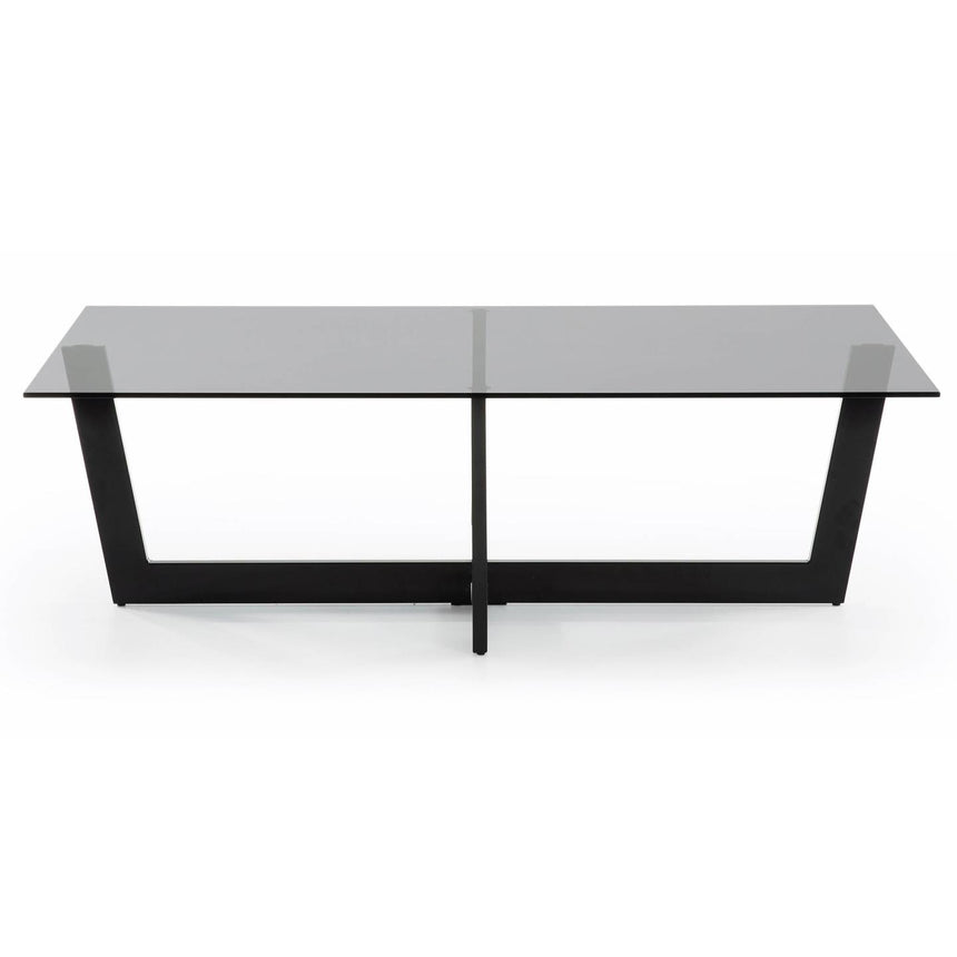 Plam Couchtisch Glas schwarz und Stahlstruktur mit schwarzem Finish 120 x 70 cm - ZEN ZONE Furniture