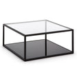 Blackhill Couchtisch 80 x 80 cm aus Glas und Stahl mit schwarzem Finish - ZEN ZONE Furniture