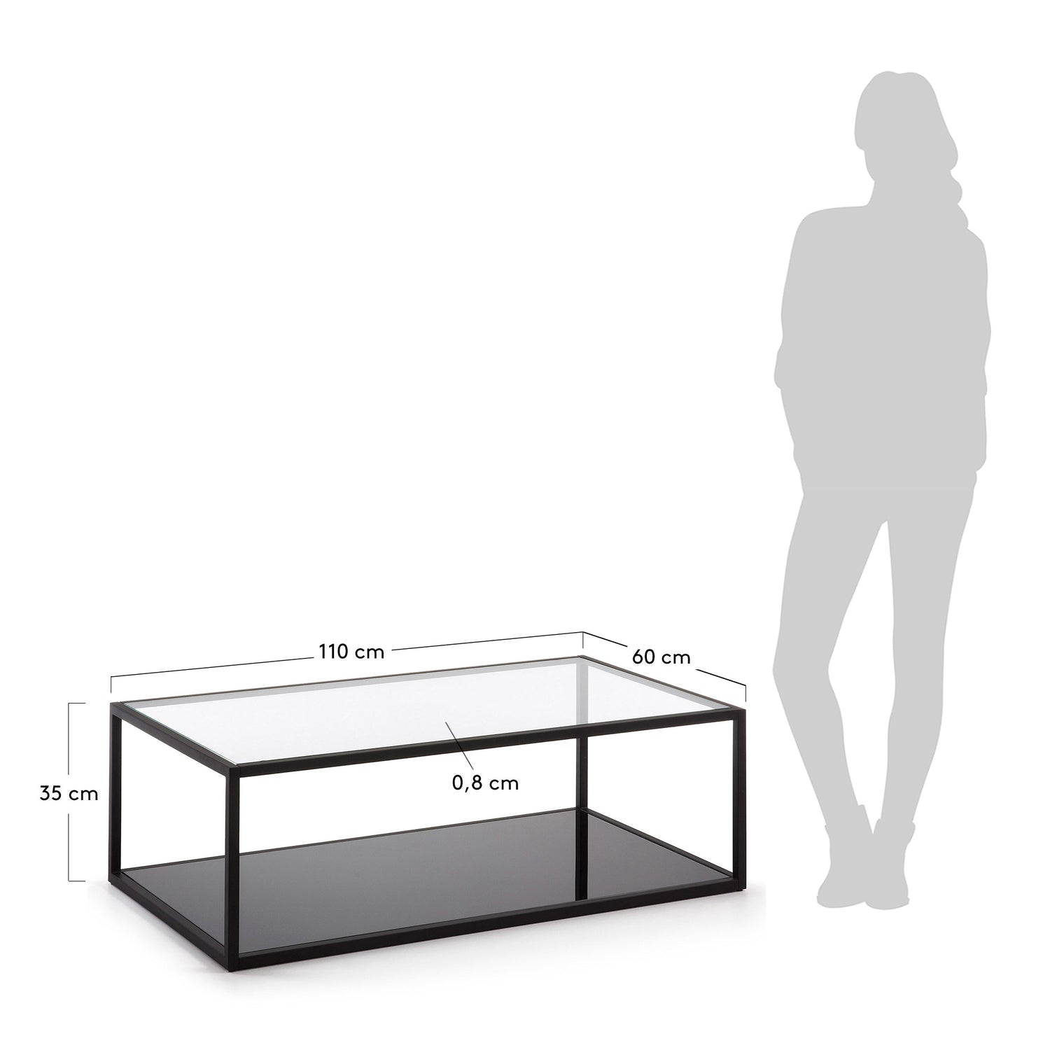 Blackhill rechteckiger Couchtisch 110 x 60 cm schwarz - ZEN ZONE Furniture