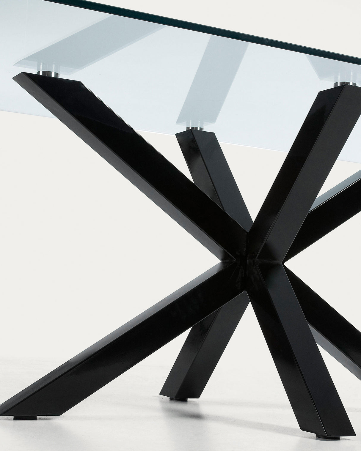Argo Tisch aus Glas und Stahlbeine mit schwarzem Finish 160 x 90 cm - ZEN ZONE Furniture