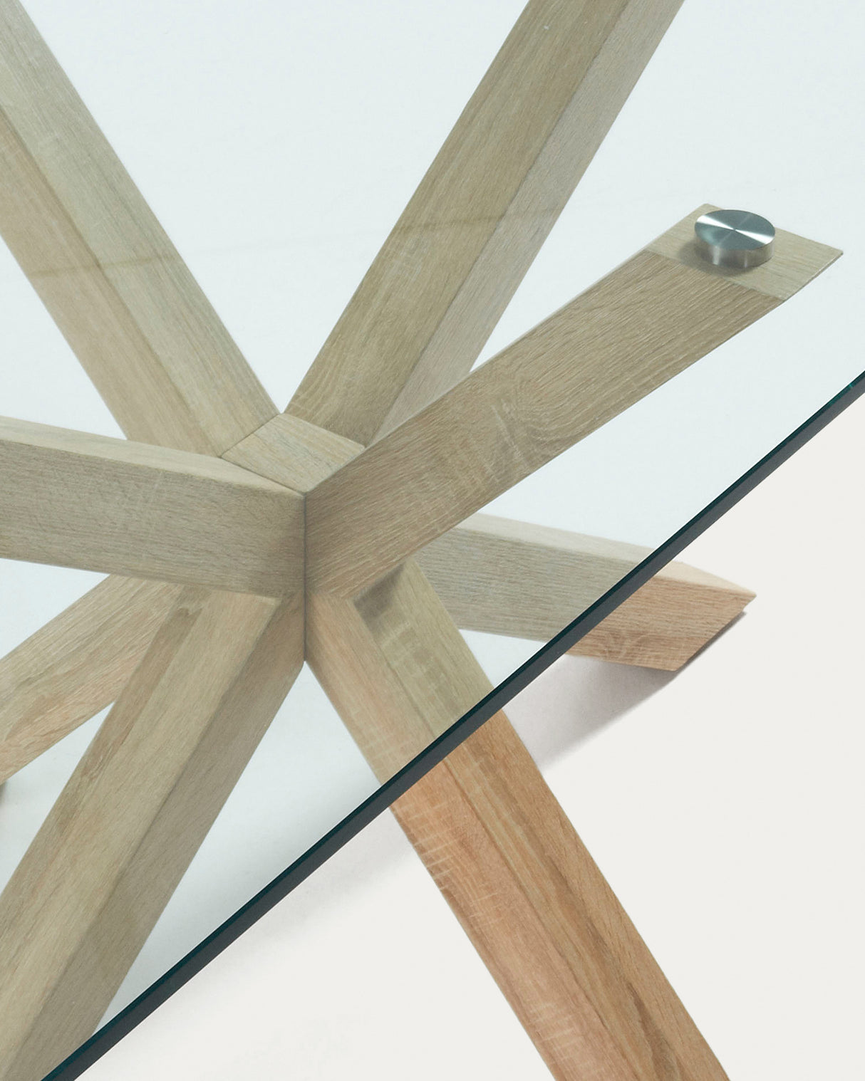 Argo Tisch aus Glas und Stahlbeine in Holzoptik 160 x 90 cm - ZEN ZONE Furniture