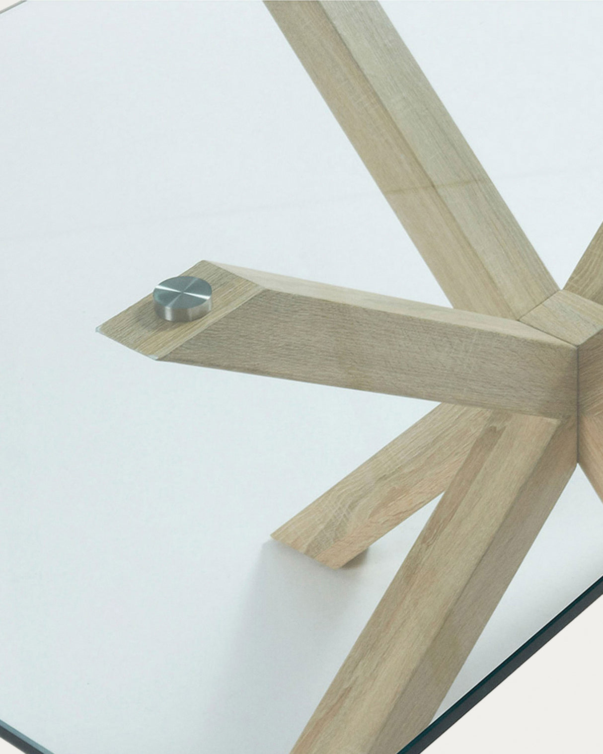 Argo Tisch aus Glas und Stahlbeine in Holzoptik 160 x 90 cm - ZEN ZONE Furniture