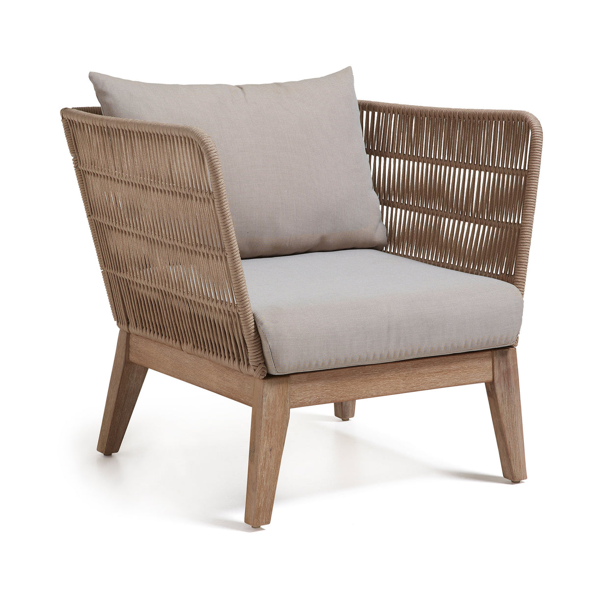 Belleny Sessel aus Seil in Beige und massivem Akazienholz FSC 100% - ZEN ZONE Furniture