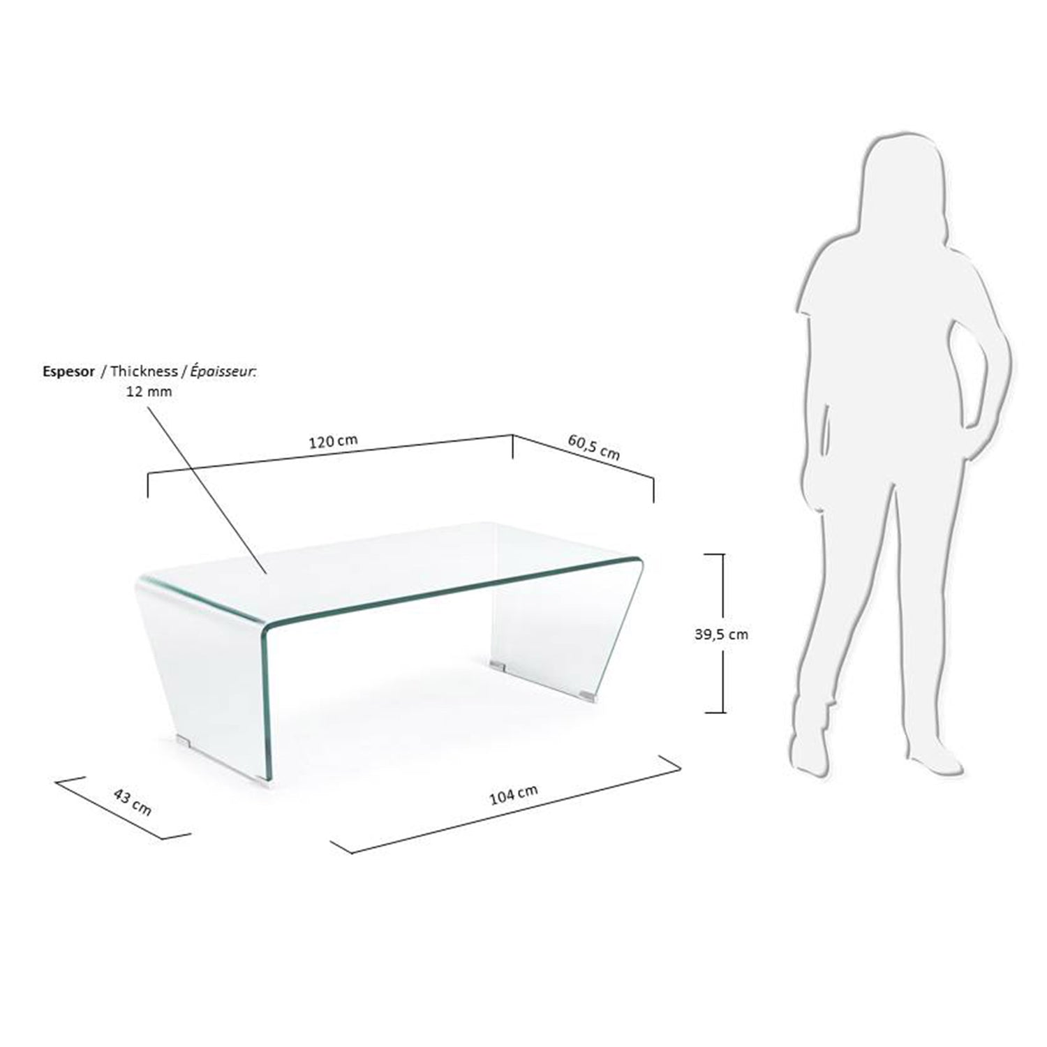 Burano Couchtisch aus Glas 120 x 60 cm - ZEN ZONE Furniture