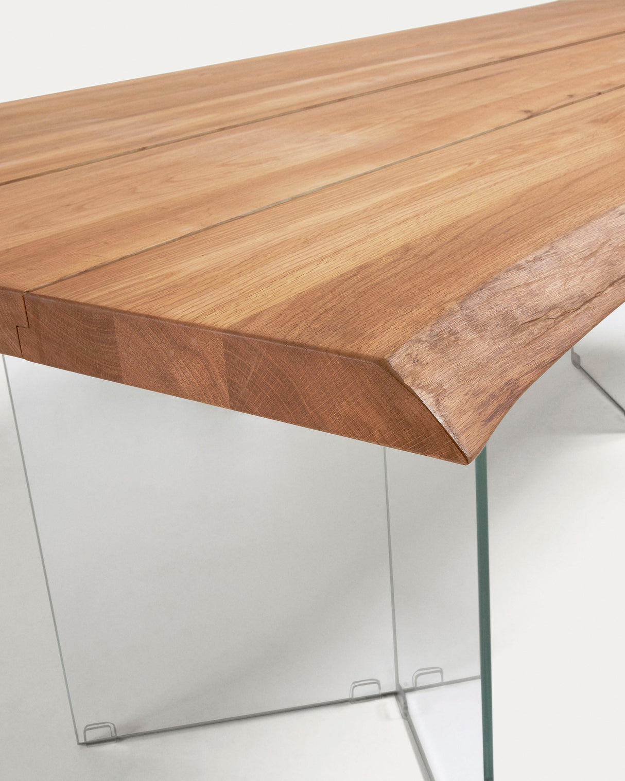 Lotty Tisch Eichenfurnier mit natürlichem Finish und Glasbeinen 220 x 100 cm - ZEN ZONE Furniture