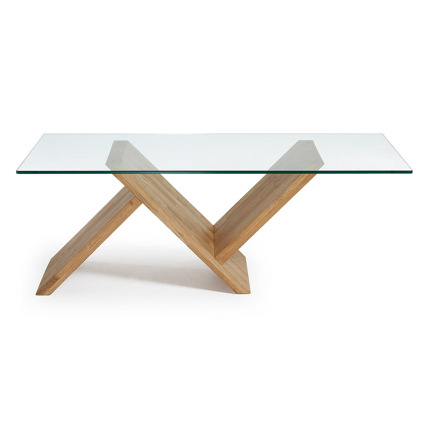 Waley Couchtisch aus Glas und Struktur aus massiver Eiche 120 x 70 cm - ZEN ZONE Furniture