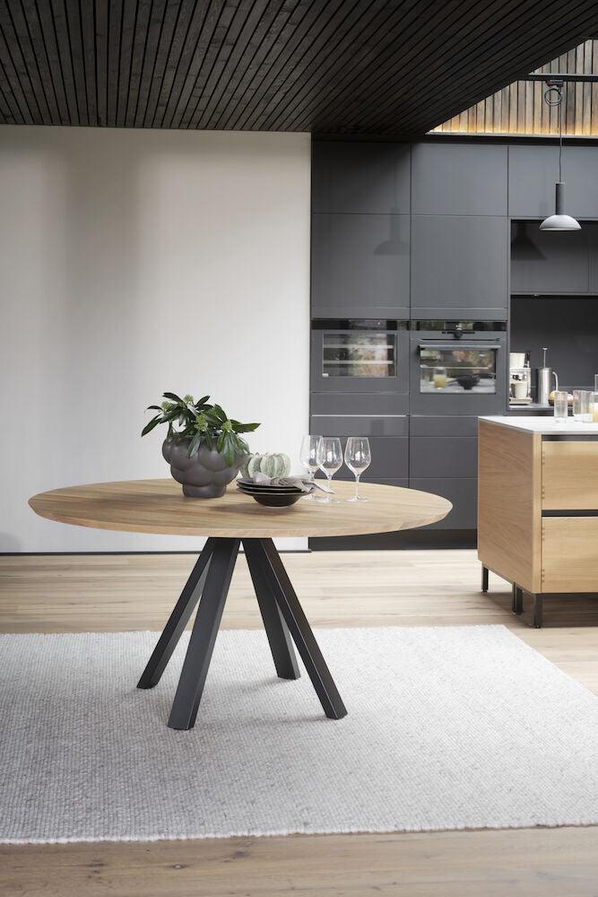 CARRADALE Esstisch Eiche/Schwarz 150x150x75cm - ZEN ZONE