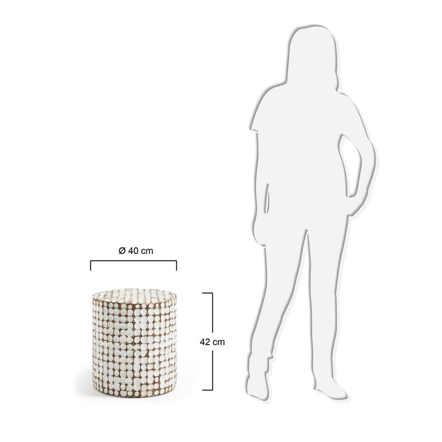 Necoco Beistelltisch aus massivem Mangoholz und Kokosnussschale Ø 40 cm - ZEN ZONE Furniture