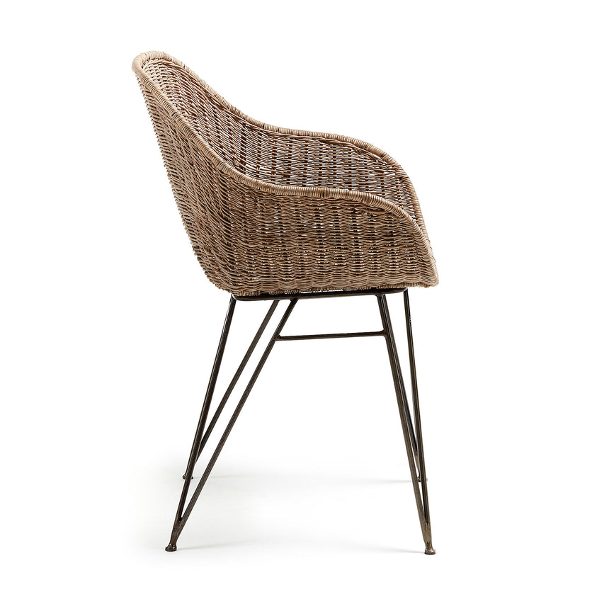 Chart Stuhl aus Rattan und Stahlbeine mit schwarzem Finish - ZEN ZONE Furniture