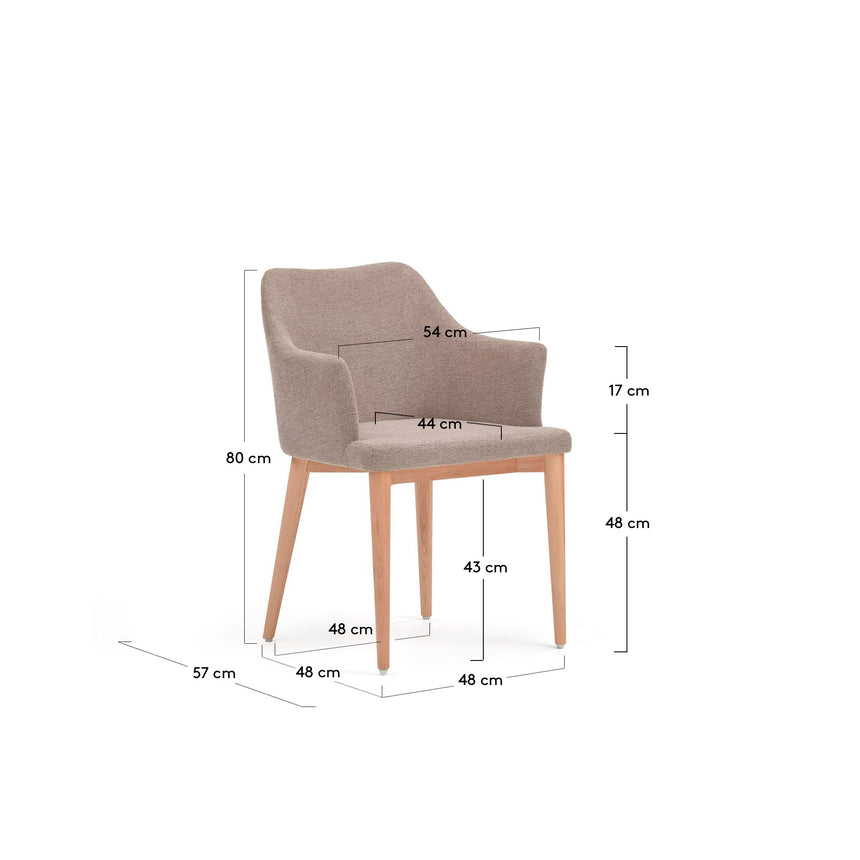 Croft Stuhl aus brauner Chenille mit Beinen aus massiver Esche - ZEN ZONE Furniture