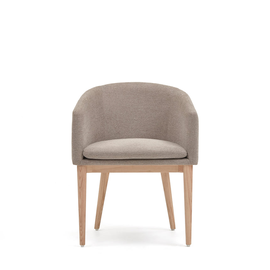 Harlan Stuhl aus brauner Chenille mit Beinen aus massiver Esche - ZEN ZONE Furniture