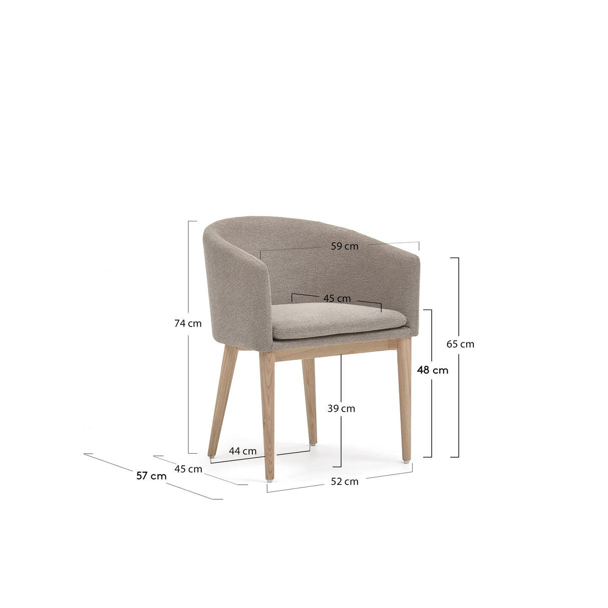 Harlan Stuhl aus brauner Chenille mit Beinen aus massiver Esche - ZEN ZONE Furniture