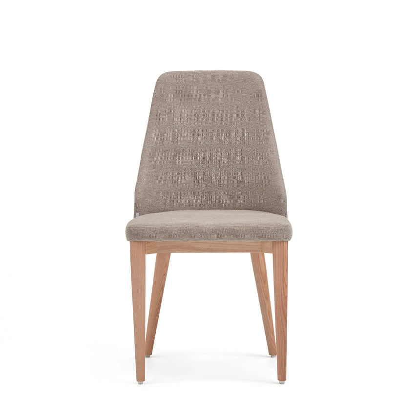 Rosie Stuhl aus brauner Chenille mit Beinen aus massiver Esche mit natürlichem Finish - ZEN ZONE Furniture
