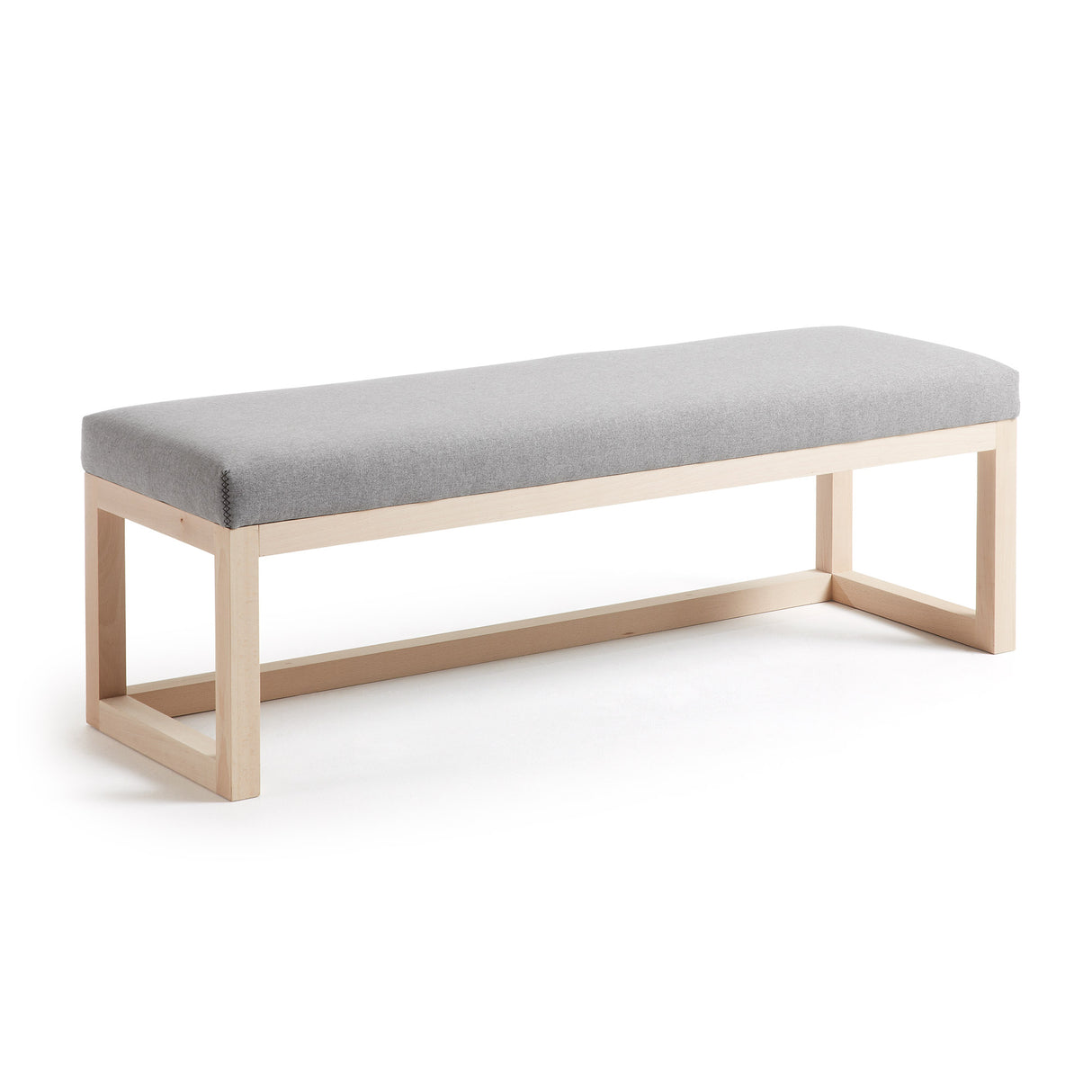 Loya Polsterbank grau und massives Buchenholz 128 cm - ZEN ZONE Furniture