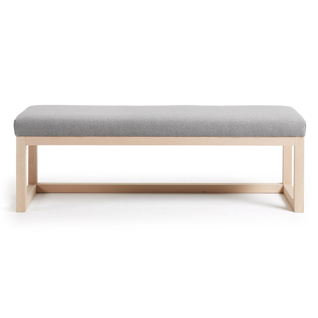 Loya Polsterbank grau und massives Buchenholz 128 cm - ZEN ZONE Furniture
