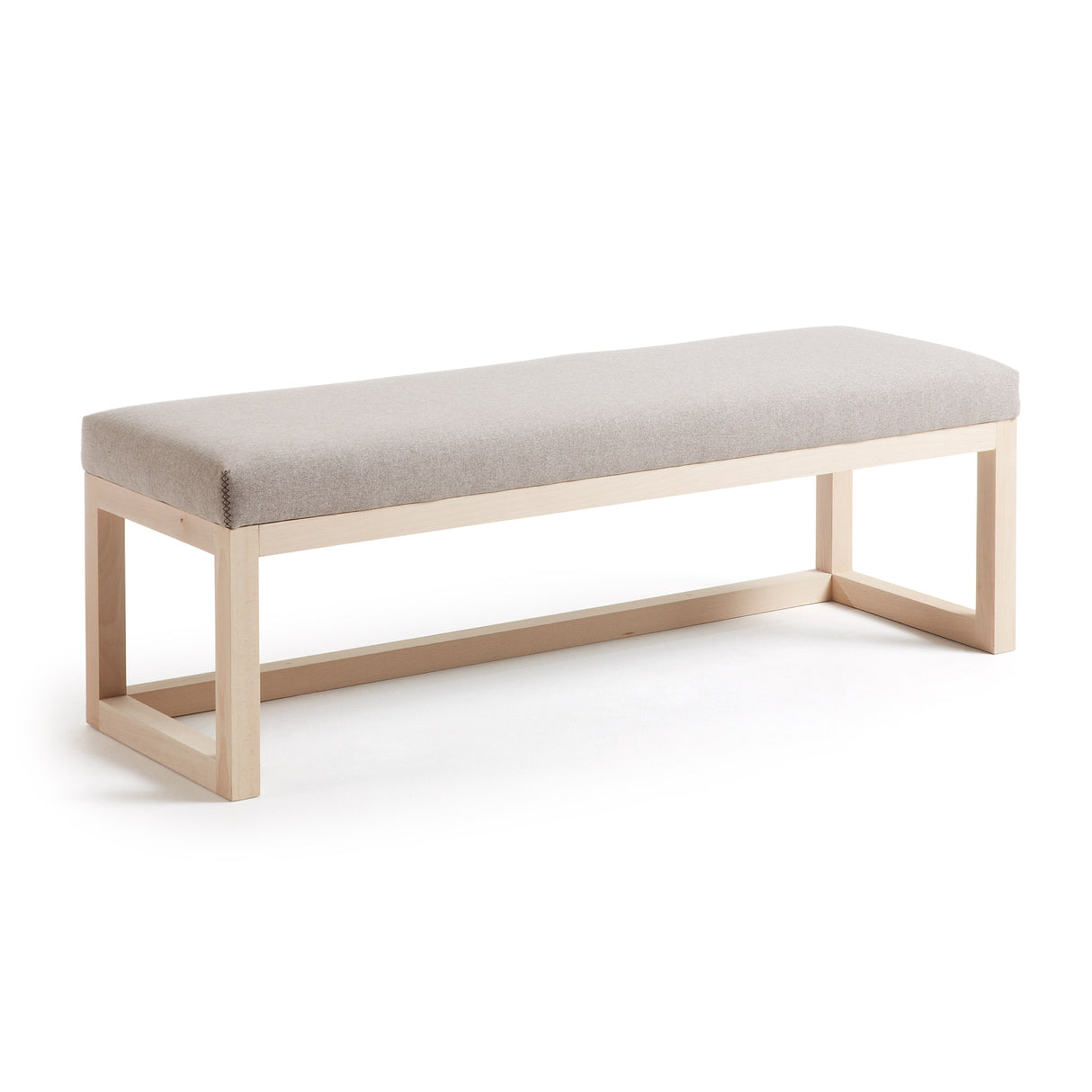 Loya Polsterbank beige und massives Buchenholz 128 cm - ZEN ZONE Furniture