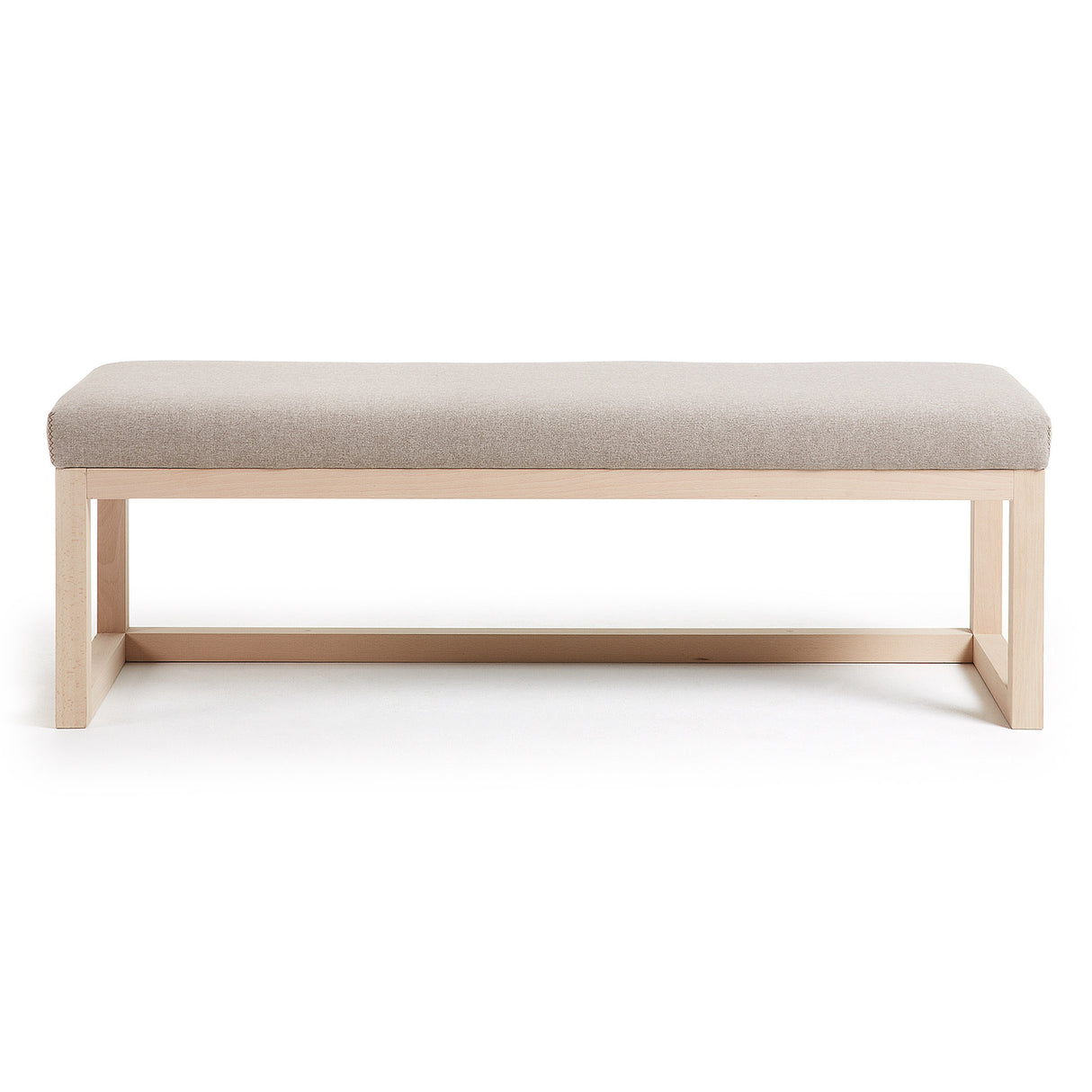 Loya Polsterbank beige und massives Buchenholz 128 cm - ZEN ZONE Furniture