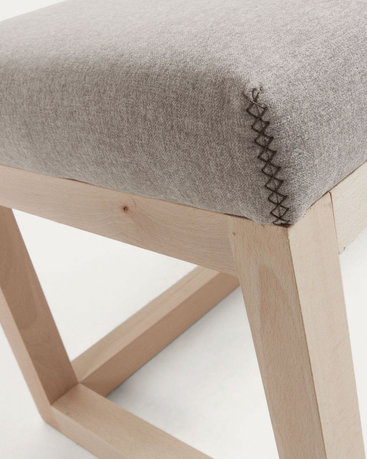 Loya Polsterbank beige und massives Buchenholz 128 cm - ZEN ZONE Furniture