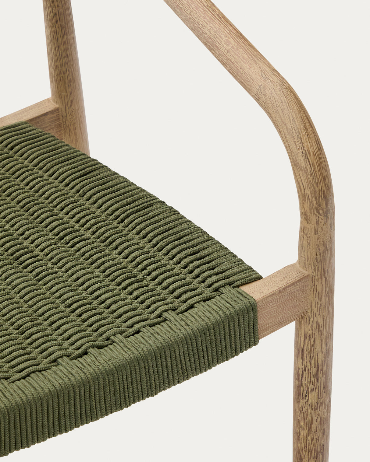 Stapelbarer Stuhl Nina aus massivem Akazienholz und grünem Seil FSC 100% - ZEN ZONE Furniture