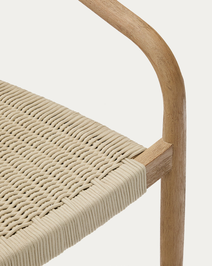 Stapelbarer Stuhl Nina aus massivem Akazienholz und écrufarbenem Seil FSC 100% - ZEN ZONE Furniture