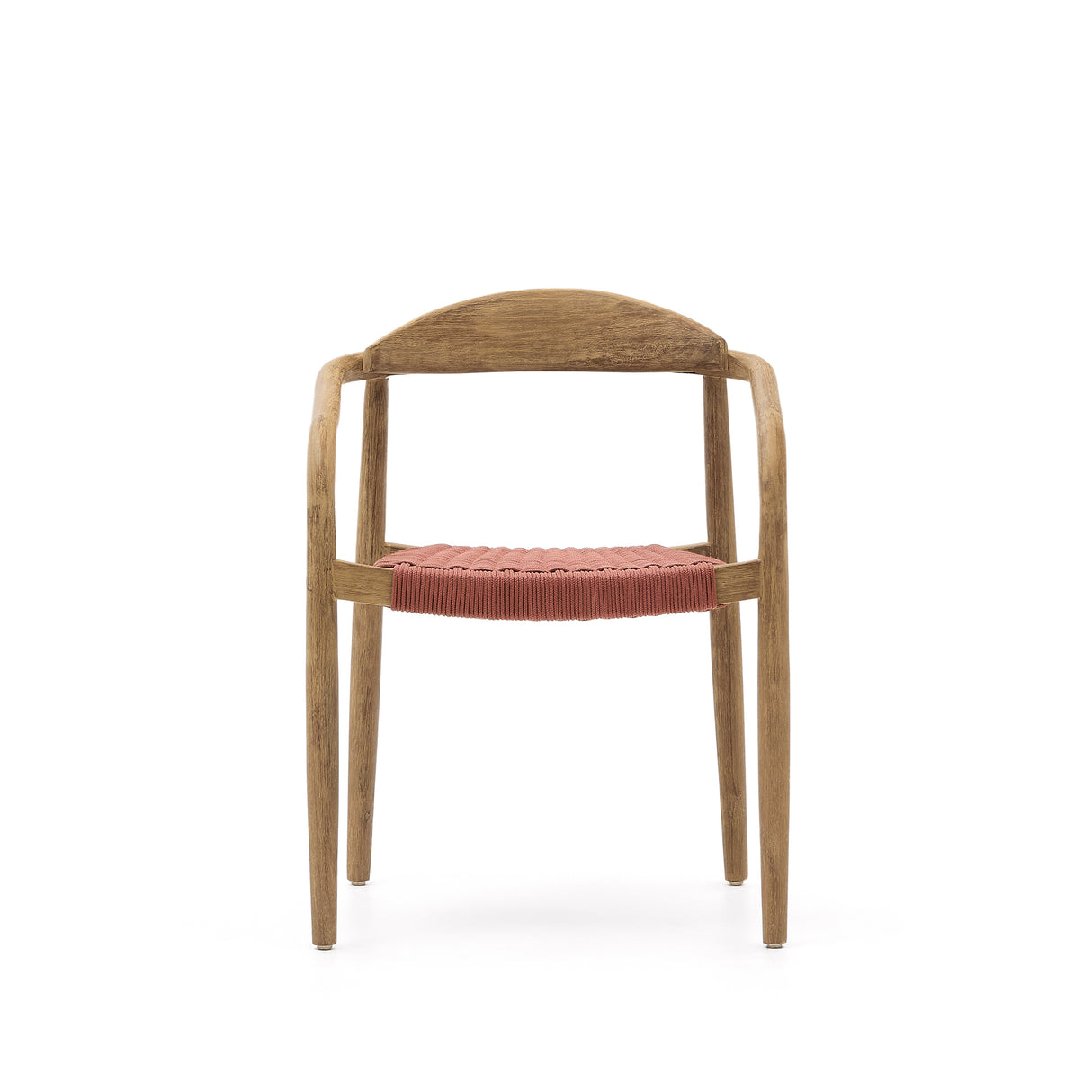 Nina stapelbarer In/Outdoor Stuhl aus massivem Akazienholz und Seil in der Farbe Terrakotta - ZEN ZONE Furniture